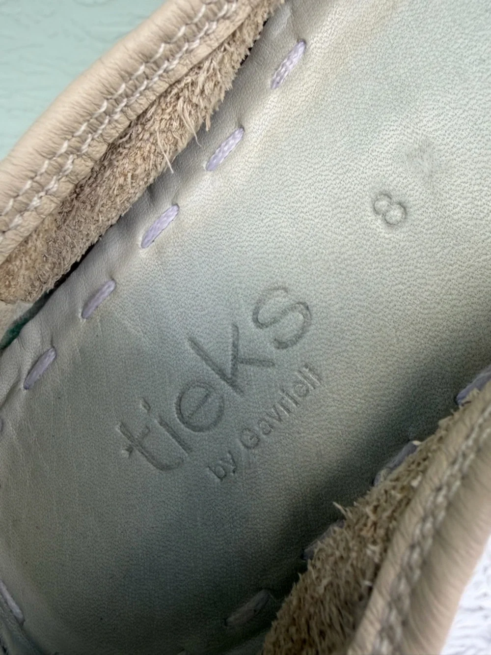 Tieks Ballet Flats Womens Size 8 Beige Nude Teal Heel Stripe Foldable
